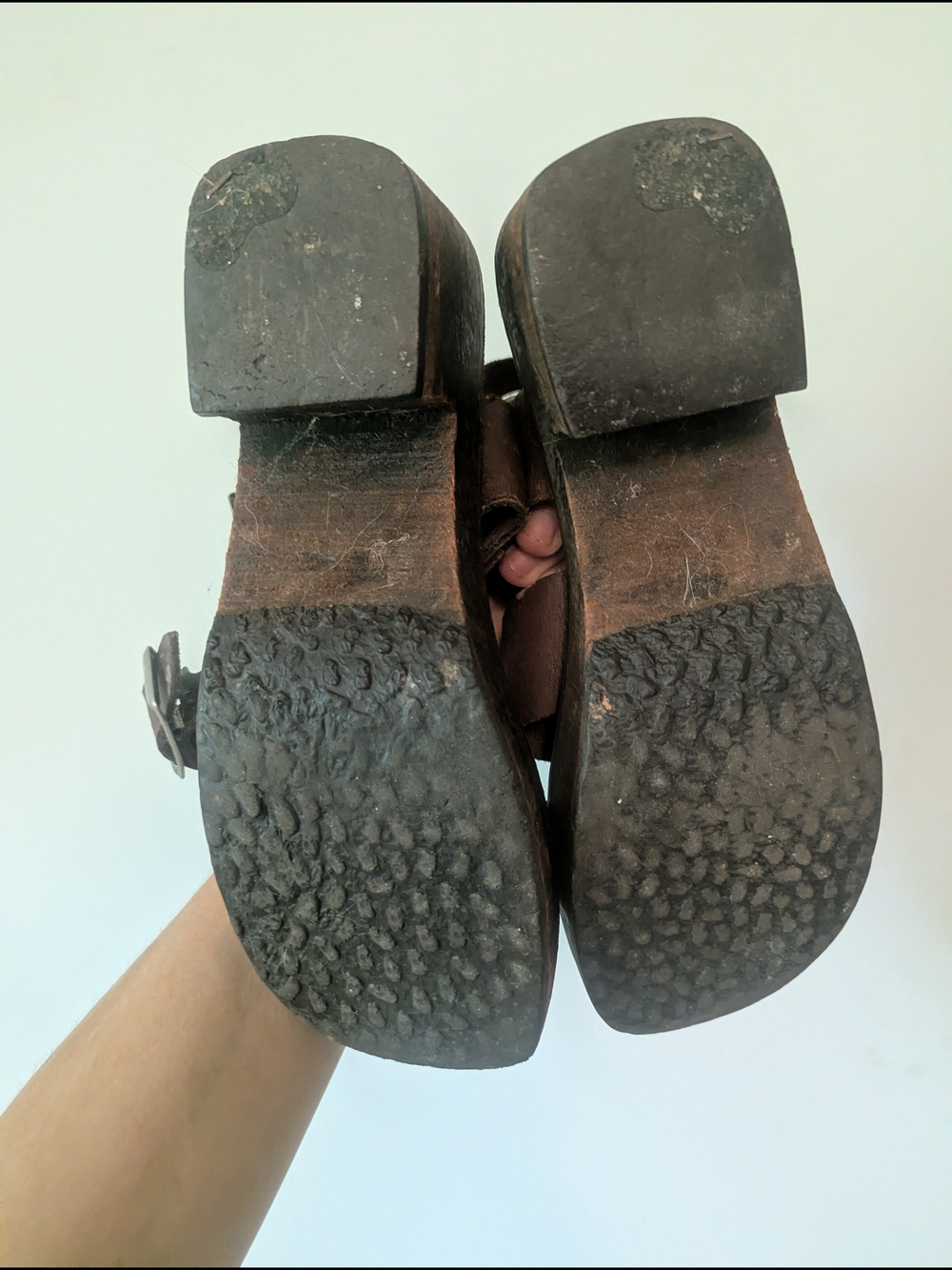 Women’s Brown Leather Platform Sandals with Buckle - Picture 4 of 4